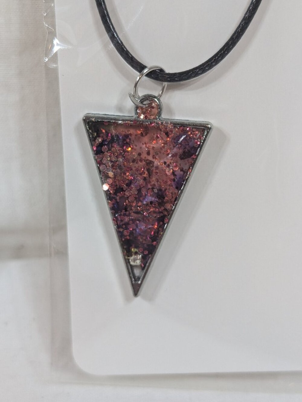 Dark Purple/Pink Triangle Stained Glass Necklace